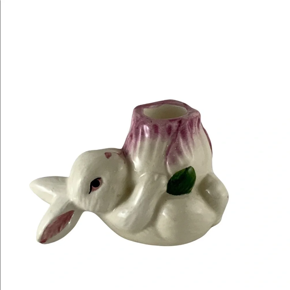 Vintage Avon Easter Bunny Candle Holder Set  Made in Brazil 1970’s 2 Pie…